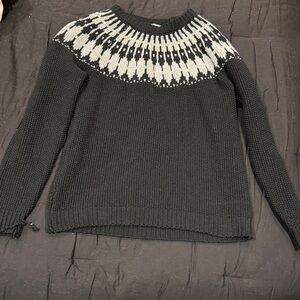 Black and White Fair Isle Yoke Women's Sweater